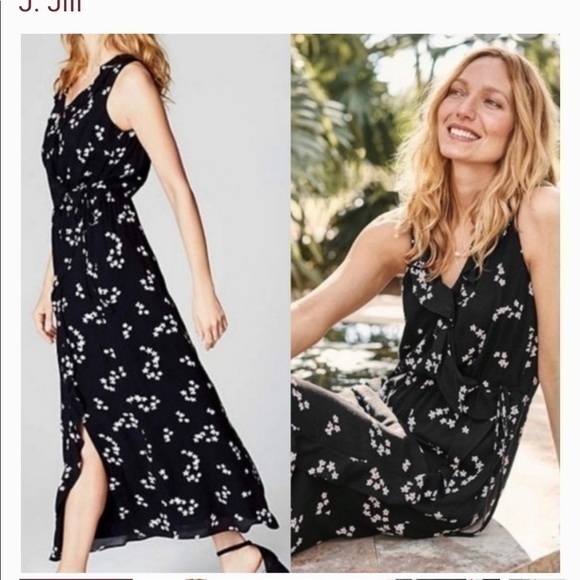 J. Jill floral ruffle maxi dress small - Picture 1 of 13